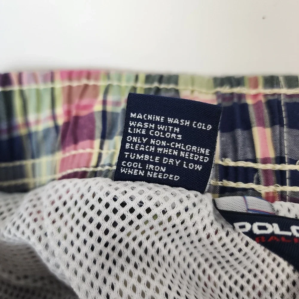 Polo Sport Ralph Lauren Plaid Swim Trunk Men's 2X Big Lined Drawstring Waist
